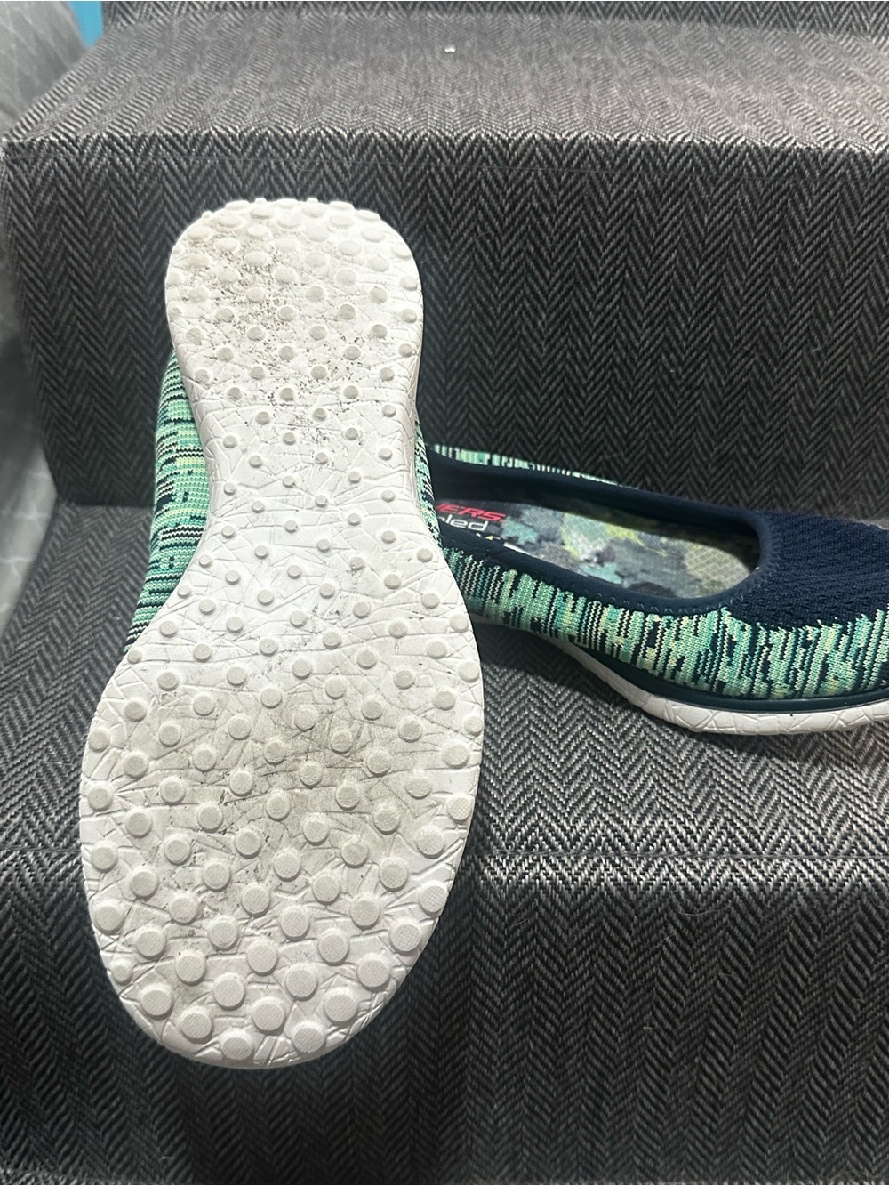 Skechers Navy and Mint Green Slip-On Memory Foam Flats - Picture 4 of 4